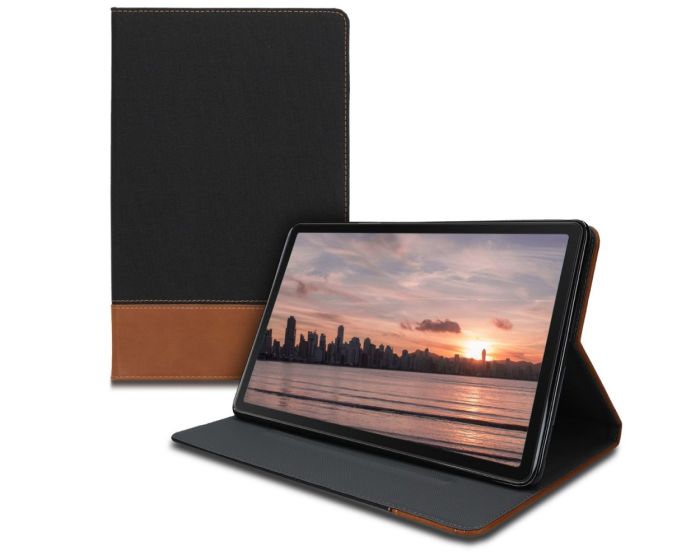 KWmobile Canvas Slim Case Stand (47846.02) Black / Brown (Samsung Galaxy Tab A 10.1 2019)
