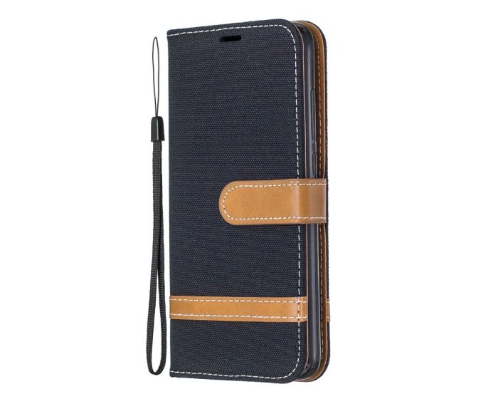 Canvas Wallet Art Case Θήκη Πορτοφόλι με Δυνατότητα Stand Black / Brown (Xiaomi Redmi 7A)