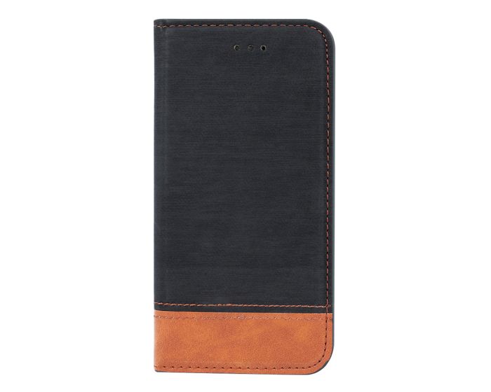 Retro Canvas Wallet Case Θήκη Πορτοφόλι με Δυνατότητα Stand Black / Brown (Xiaomi Redmi 5)
