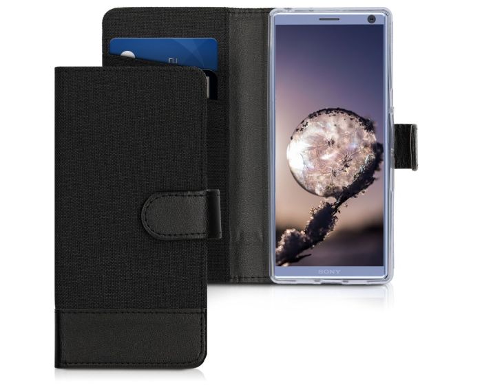 KWmobile Canvas Wallet Case (47996.02) Θήκη Πορτοφόλι με δυνατότητα Stand‏ Black / Black (Sony Xperia 10)