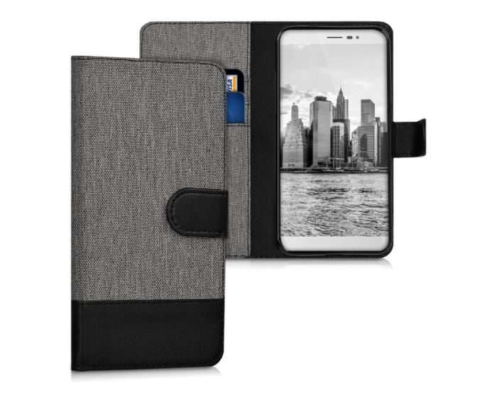 KWmobile Canvas Wallet Case (40297.01) Θήκη Πορτοφόλι με δυνατότητα Stand‏ Gray / Black (Coolpad Porto S)