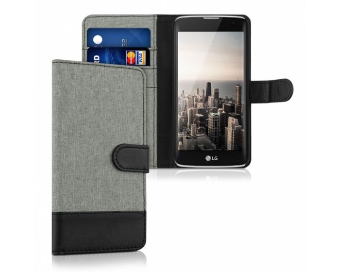 KWmobile Canvas Wallet Case (37194.22) Θήκη Πορτοφόλι με δυνατότητα Stand‏ Gray / Black (LG K7)