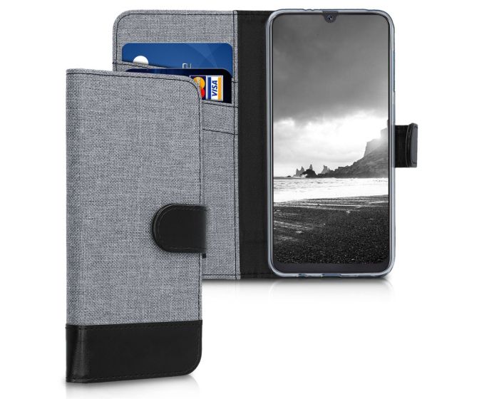 KWmobile Canvas Wallet Case (48064.22) Θήκη Πορτοφόλι με δυνατότητα Stand‏ Grey / Black (Samsung Galaxy A50 / A30s)