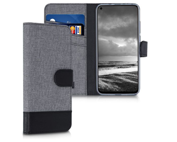 KWmobile Canvas Wallet Case (47304.01) Θήκη Πορτοφόλι με δυνατότητα Stand‏ Grey / Black (Huawei Honor View 20)