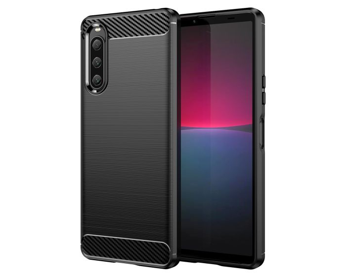 TPU Carbon Rugged Armor Case Ανθεκτική Θήκη Black (Sony Xperia 10 V)