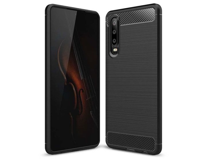 TPU Carbon Rugged Armor Case Ανθεκτική Θήκη Black (Huawei P30)