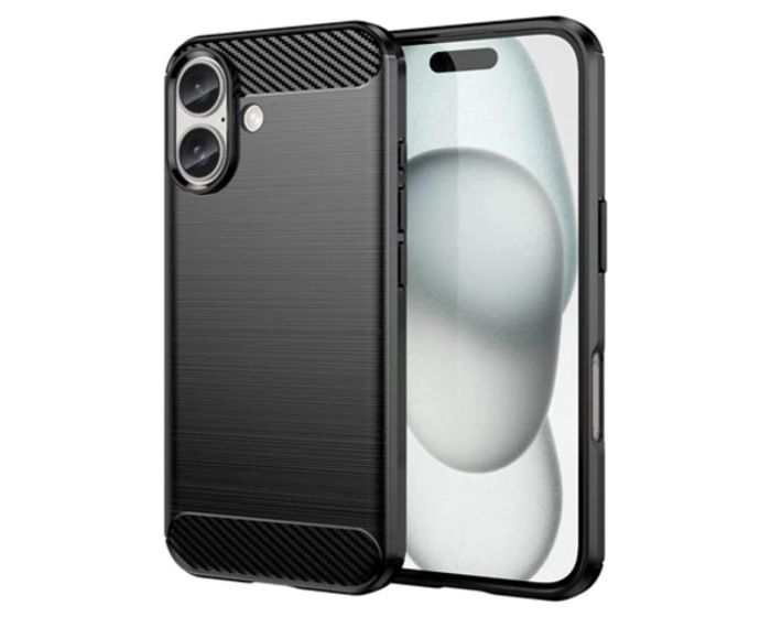 TPU Carbon Rugged Armor Case Black (iPhone 16)