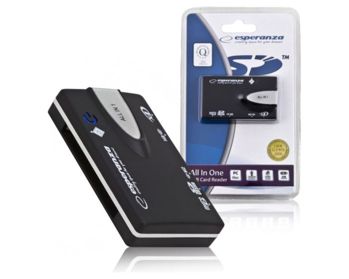 Esperanza EA129 Card Reader USB 2.0 για SD/microSD/MemoryStick/xD - Black