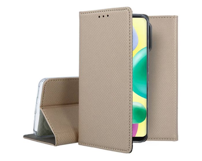 Forcell Smart Book Case με Δυνατότητα Stand Θήκη Πορτοφόλι Gold (Xiaomi Redmi 10A)