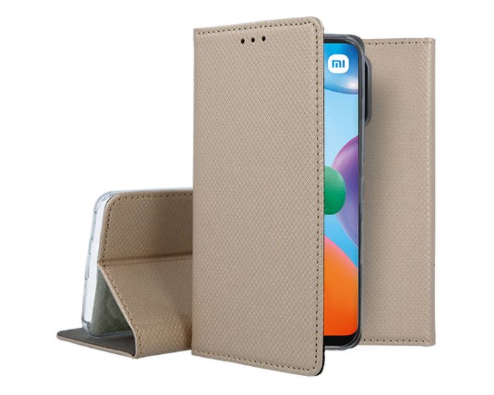 Forcell Smart Book Case με Δυνατότητα Stand Θήκη Πορτοφόλι Gold (Xiaomi Redmi 10C)