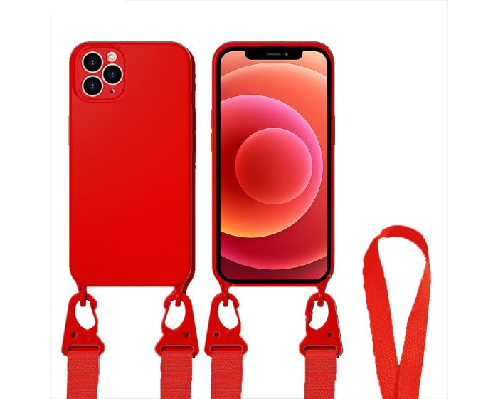 Cord TPU Silicone Case Θήκη Σιλικόνης με Λουράκι - Red (iPhone 13 Pro)
