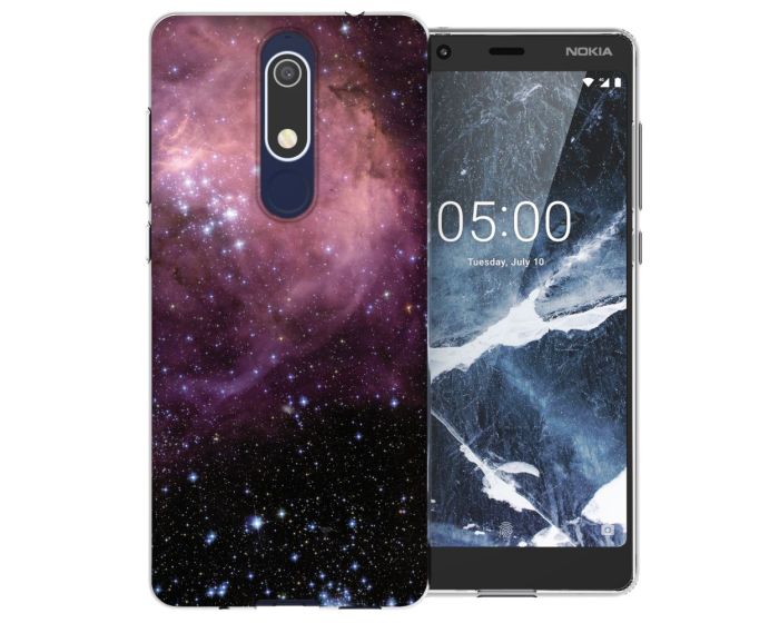 Caseflex Slim Fit Gel Case Constellation (CUV-N51-Z275) Θήκη Σιλικόνης Μωβ / Μαύρο (Nokia 5.1 2018)