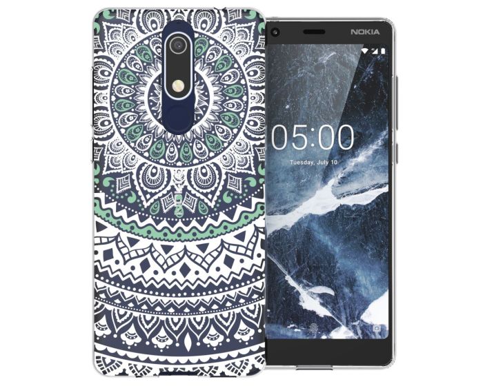 Caseflex Slim Fit Gel Case Mandala (CUV-N51-Z344) Θήκη Σιλικόνης Mint / Green (Nokia 5.1 2018)