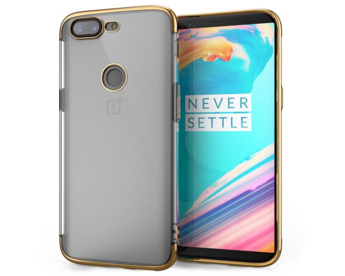 Caseflex Shockproof TPU Gel Case Θήκη Σιλικόνης Clear / Gold (OnePlus 5T)