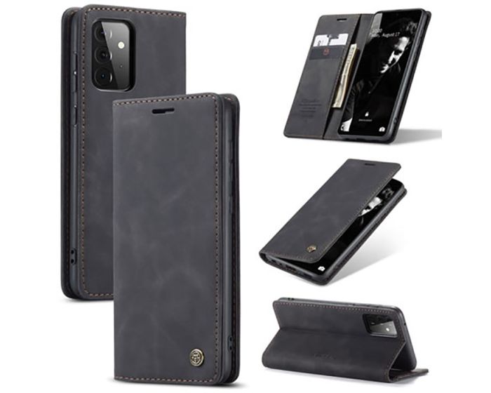 CaseMe PU Leather Wallet Case Θήκη Πορτοφόλι με Stand - Black (Samsung Galaxy A72 4G / 5G)