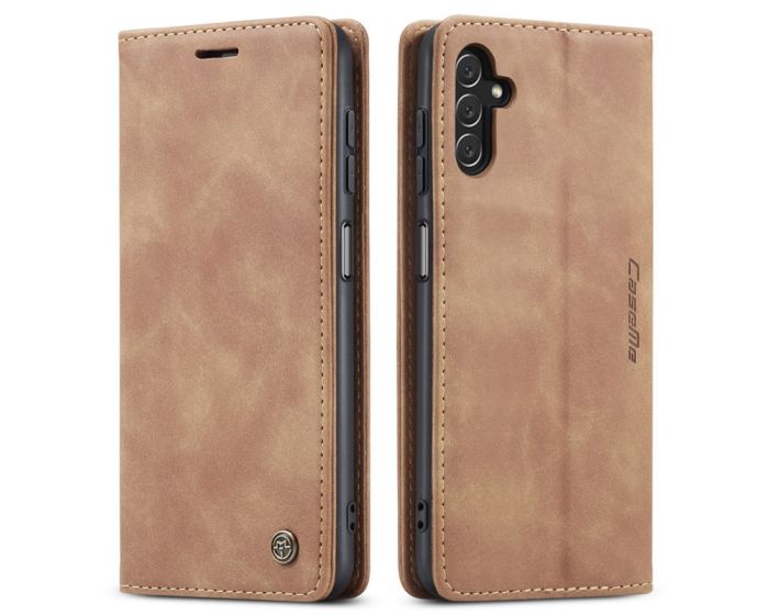 CaseMe PU Leather Wallet Case Θήκη Πορτοφόλι με Stand - Brown (Samsung Galaxy A13 5G / A04s)