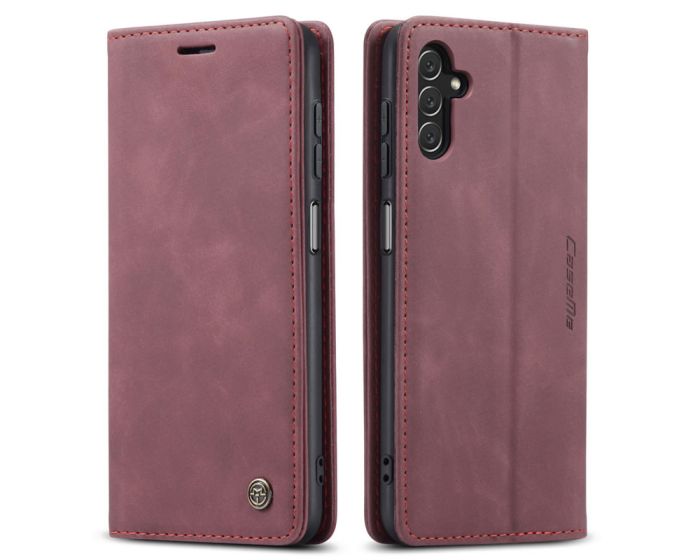 CaseMe PU Leather Wallet Case Θήκη Πορτοφόλι με Stand - Dark Red (Samsung Galaxy A13 5G / A04s)