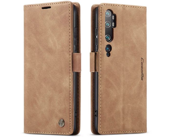 CaseMe PU Leather Wallet Book Case Θήκη Πορτοφόλι με Stand - Light Brown (Xiaomi Mi Note 10 / Note 10 Pro)