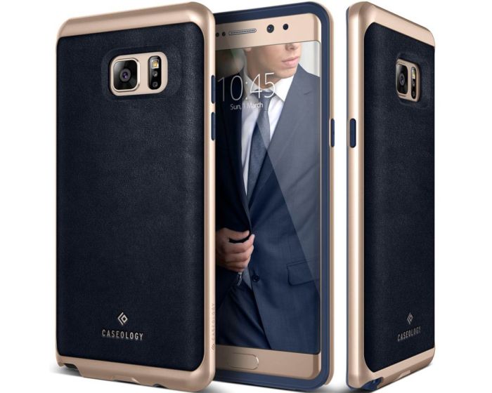 CASEOLOGY Envoy Series (CO-NT7-ENV-NV) Leather Navy / Gold (Samsung Galaxy Note 7)