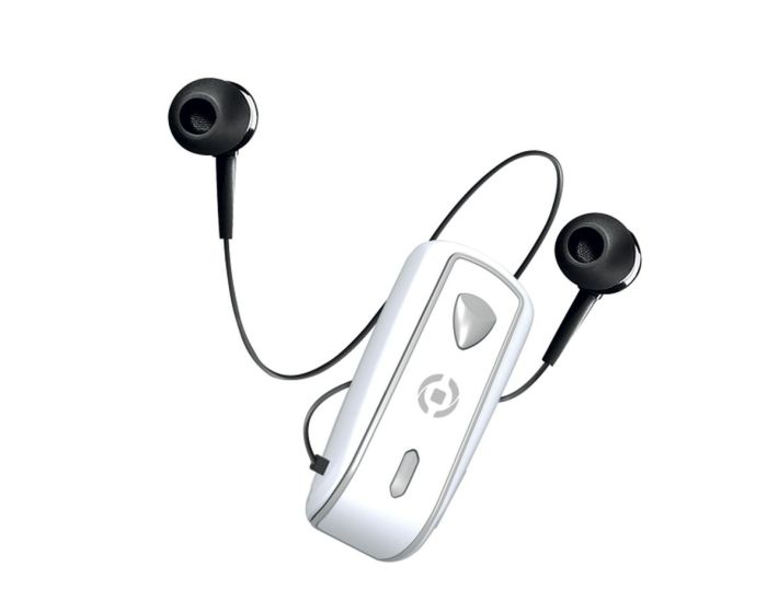 Celly Snail Clip On 2 Retractable Wireless Bluetooth Headset Ασύρματα Ακουστικά - White