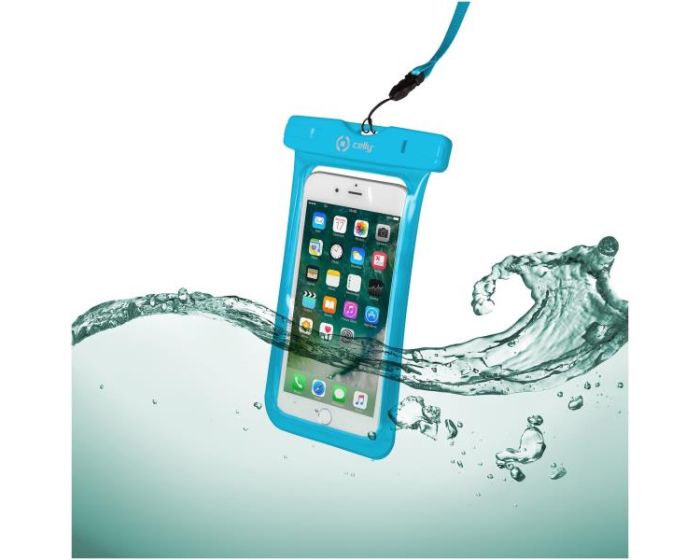 Celly SplashBag Αδιάβροχη Θήκη (SPLASHBAG18LB) Universal Waterproof Bag για Συσκευές Οθόνης έως 6.2'' - Blue