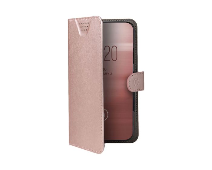 Celly Wally One XL Case Θήκη Πορτοφόλι Pink για συσκευές με οθόνη από 4.5" μέχρι 5.0"