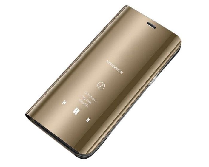 Clear View Standing Cover - Gold (Huawei P40 Lite E)