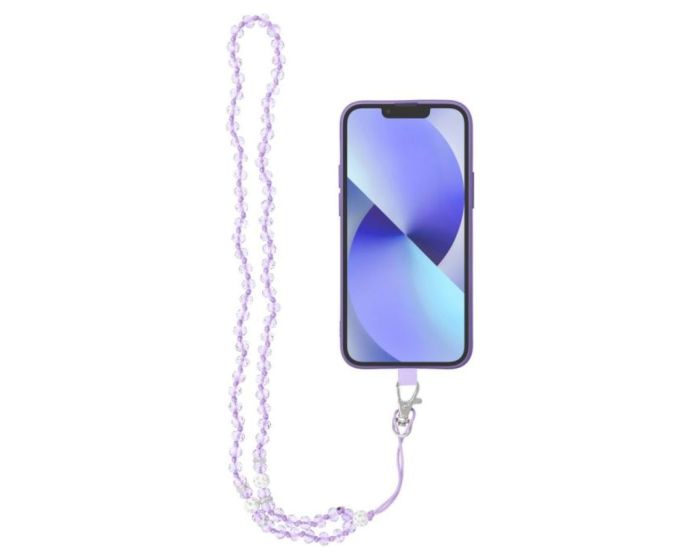 Universal Crystal Diamond Pendant Phone Strap Λουράκι Κινητού 74cm (37cm Loop) Purple