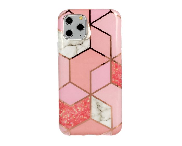 Cosmo Marble Silicone Case Θήκη Σιλικόνης Design 01 Pink (iPhone 12 / 12 Pro)