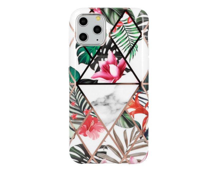 Cosmo Marble Silicone Case Θήκη Σιλικόνης Design 06 Flower (iPhone 12 / 12 Pro)