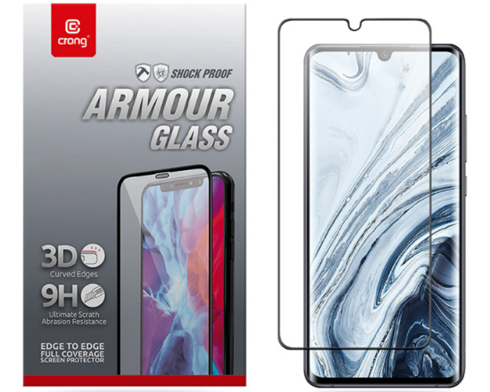 Crong 3D Armor Full Glue Full Face Black (CRG-3DAG-XMN10) Αντιχαρακτικό Γυαλί 9H Tempered Glass (Xiaomi Mi Note 10 / Note 10 Pro)