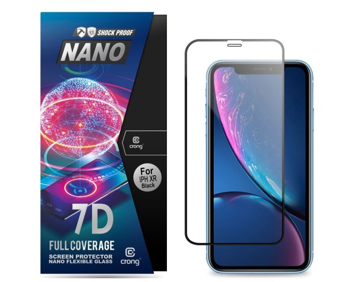 Crong 7D Nano Flexi Full Face Black (CRG-7DNANO-IPXR) Αντιχαρακτικό 9H Hybrid Screen Protector (iPhone 11 / XR)