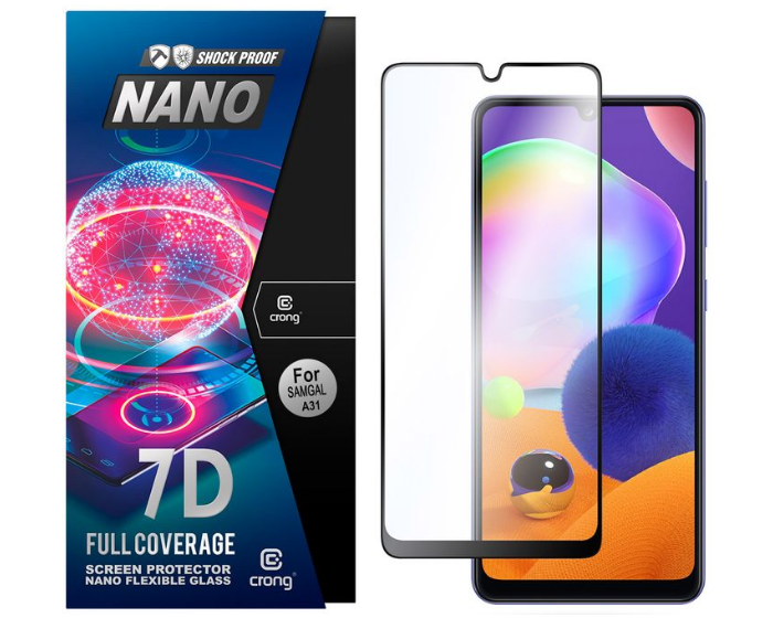 Crong 7D Nano Flexi Full Face Black (CRG-7DNANO-SGA31) Αντιχαρακτικό 9H Hybrid Screen Protector (Samsung Galaxy A31)