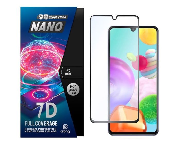 Crong 7D Nano Flexi Full Face Black (CRG-7DNANO-SGA41) Αντιχαρακτικό 9H Hybrid Screen Protector (Samsung Galaxy A41)