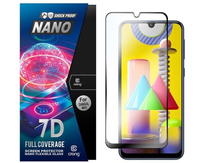 Crong 7D Nano Flexi Full Face Black (CRG-7DNANO-SGM31) Αντιχαρακτικό 9H Hybrid Screen Protector (Samsung Galaxy M31)