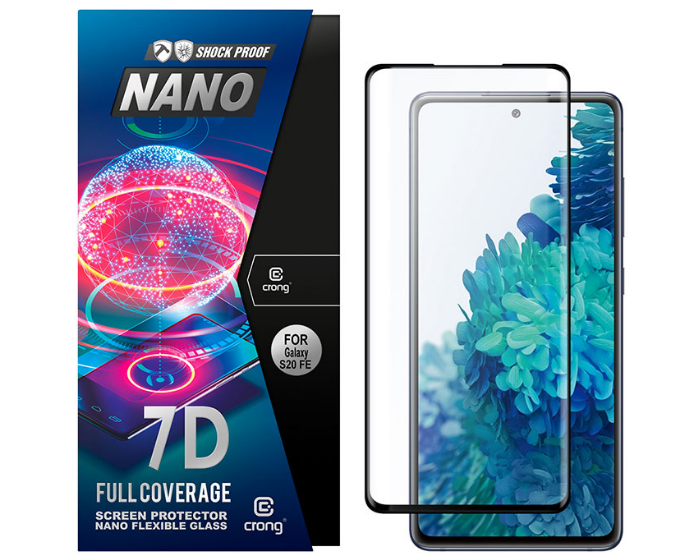 Crong 7D Nano Flexi Full Face Black (CRG-7DNANO-SGS20FE) Αντιχαρακτικό 9H Hybrid Screen Protector (Samsung Galaxy S20 FE)