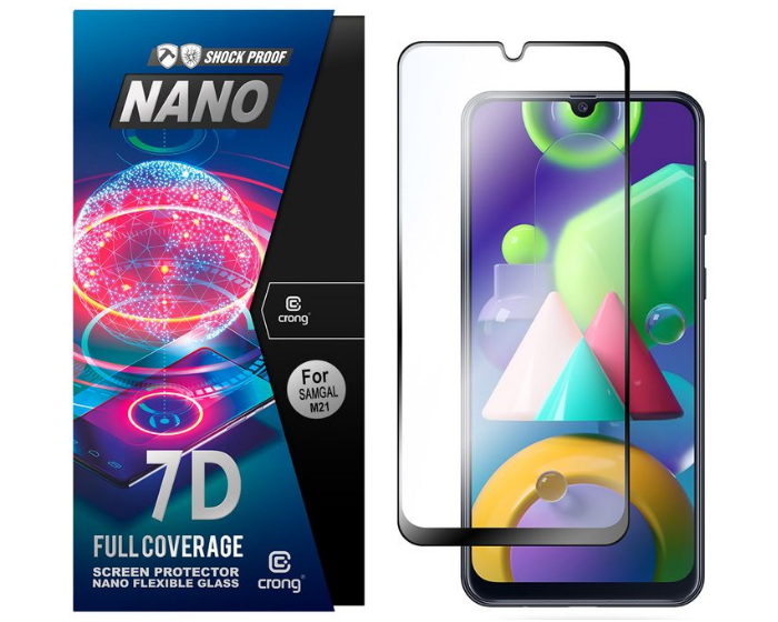 Crong 7D Nano Flexi Full Face Black (CRG-7DNANO-SGM21) Αντιχαρακτικό 9H Hybrid Screen Protector (Samsung Galaxy M21 / M30s)