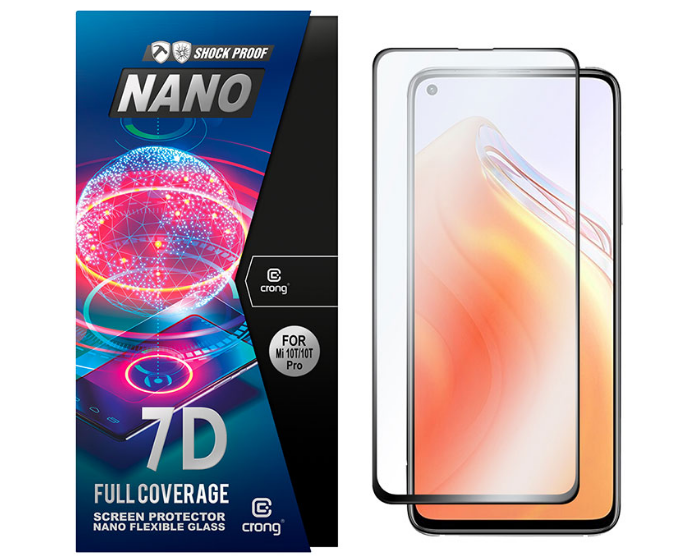 Crong 7D Nano Flexi Full Face Black (CRG-7DNANO-XMI10T) Αντιχαρακτικό 9H Hybrid Screen Protector (Xiaomi Mi 10T 5G / 10T Pro 5G)
