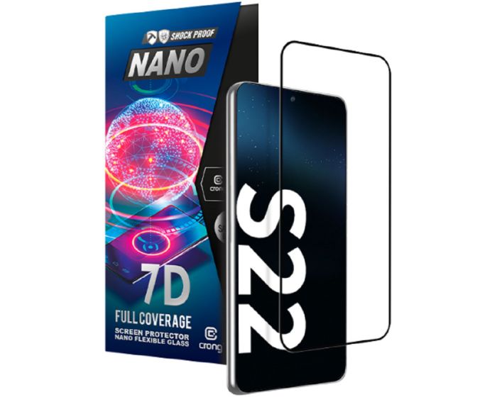 Crong 7D Nano Flexi Full Face Black (CRG-7DNANO-SGS22) Αντιχαρακτικό 9H Hybrid Screen Protector (Samsung Galaxy S22 5G)