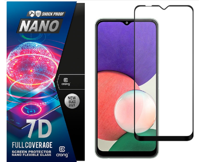 Crong 7D Nano Flexi Full Face Black (CRG-7DNANO-SGA22) Αντιχαρακτικό 9H Hybrid Screen Protector (Samsung Galaxy A22 5G)