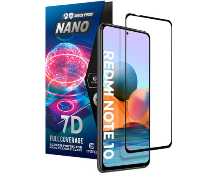 Crong 7D Nano Flexi Full Face Black (CRG-7DNANO-XRMIN10) Αντιχαρακτικό 9H Hybrid Screen Protector (Xiaomi Poco M3 Pro 5G / Redmi Note 10 5G)