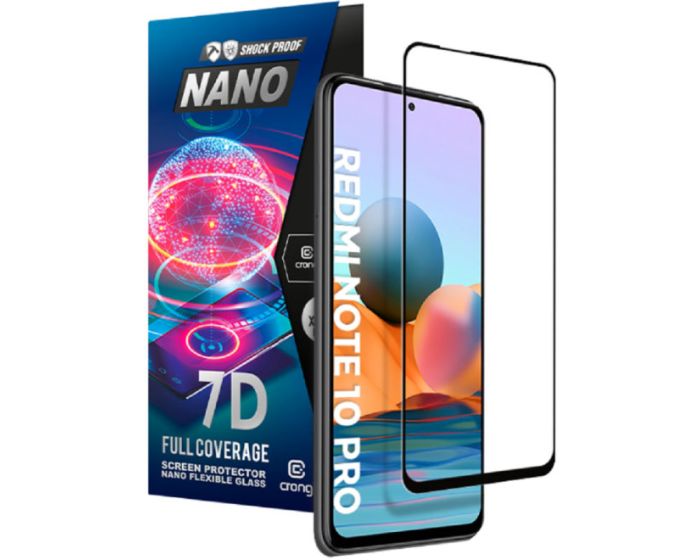 Crong 7D Nano Flexi Full Face Black (CRG-7DNANO-XRMIN10P) Αντιχαρακτικό 9H Hybrid Screen Protector (Xiaomi Redmi Note 10 Pro)