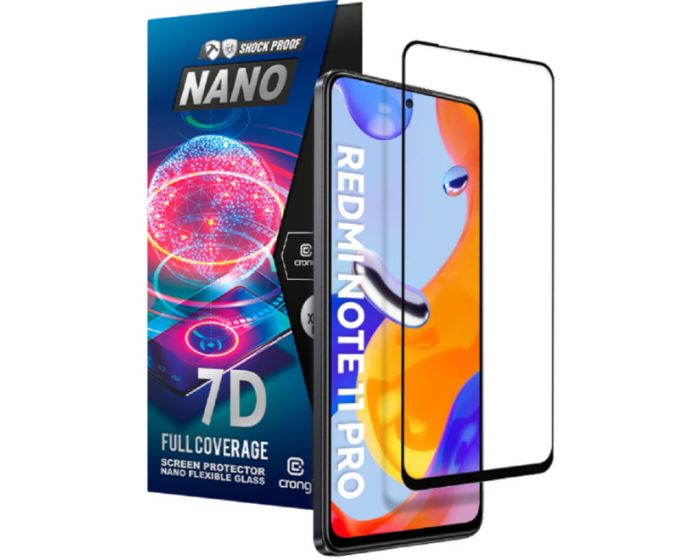 Crong 7D Nano Flexi Full Face Black (CRG-7DNANO-XRMIN11P) Αντιχαρακτικό 9H Hybrid Screen Protector (Xiaomi Redmi Note 11 Pro 4G / 11 Pro 5G / 12 Pro 4G)
