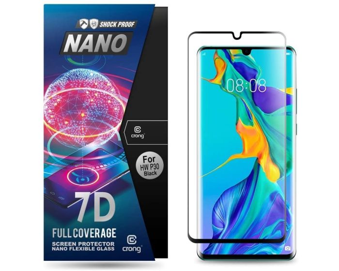 Crong 7D Nano Flexi Full Face Black (CRG-7DNANO-HP30) Αντιχαρακτικό 9H Hybrid Screen Protector (Huawei P30)