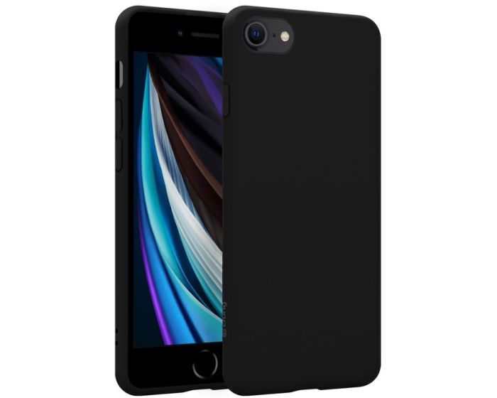 Crong Color Cover Flexible Premium Silicone Case (CRG-COLR-IP8-BLK) Θήκη Σιλικόνης Black (iPhone 7 / 8 / SE 2020 / 2022)