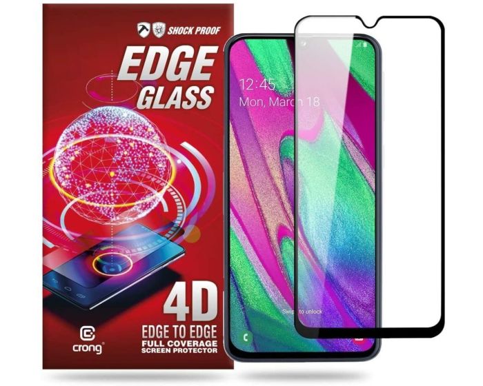 Crong Edge Full Glue Full Face Black (CRG-GLEDGE-SGA40) Αντιχαρακτικό Γυαλί 9H Tempered Glass (Samsung Galaxy A40)