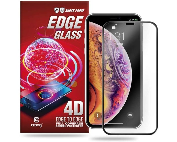 Crong Edge Full Glue Full Face Black (CRG-GLEDGE-IPXSM) Αντιχαρακτικό Γυαλί 9H Tempered Glass (iPhone 11 Pro Max / Xs Max)