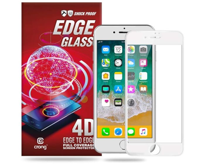 Crong Edge Full Glue Full Face White (CRG-GLEDGE-IP8-WHT) Αντιχαρακτικό Γυαλί 9H Tempered Glass (iPhone 7 / 8 / SE 2020 / 2022)