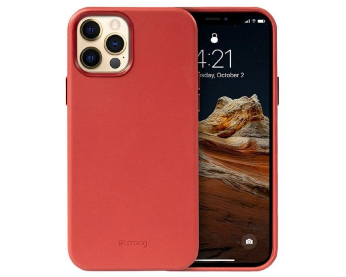 Crong Essential Eco Leather (CRG-ESS-IP1267-RED) Σκληρή Θήκη Red (iPhone 12 Pro Max)