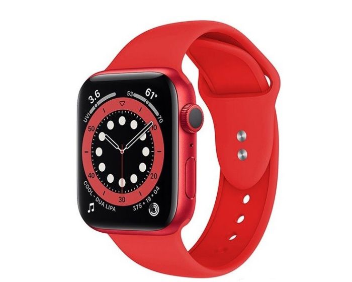 Crong Liquid Premium Strap (CRG-40LQB-RED) Red - Λουράκι Σιλικόνης για Apple Watch 38/40/41mm (1/2/3/4/5/6/7/8/SE)